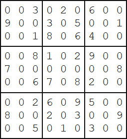 Starting puzzle grid
